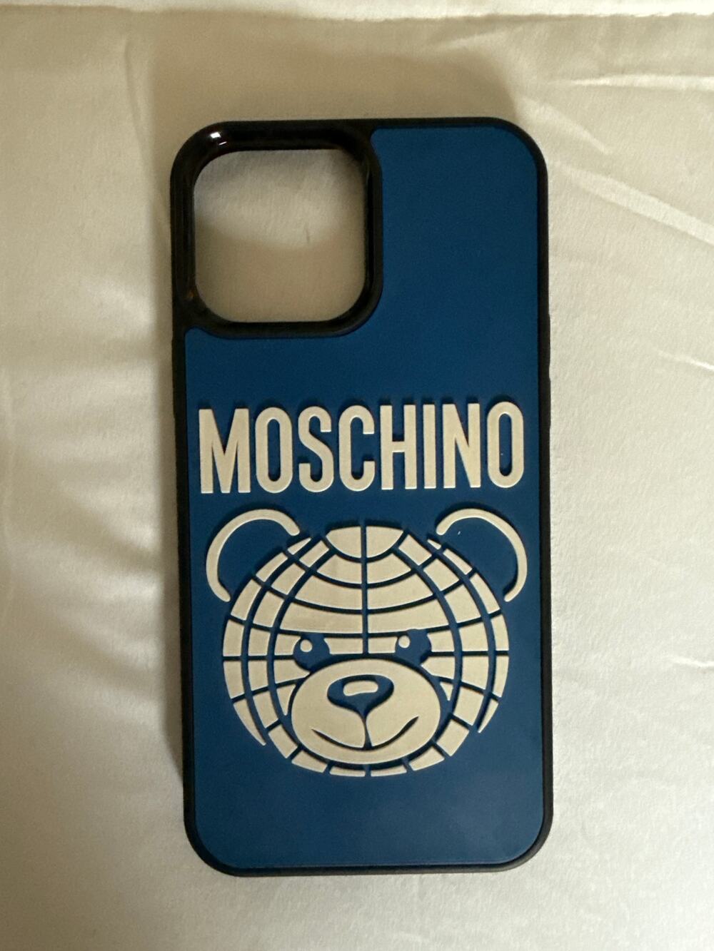 Authentic Moschino iPhone Iphone 13 Pro Max Case Navy Blue Teddy Bear Graphic